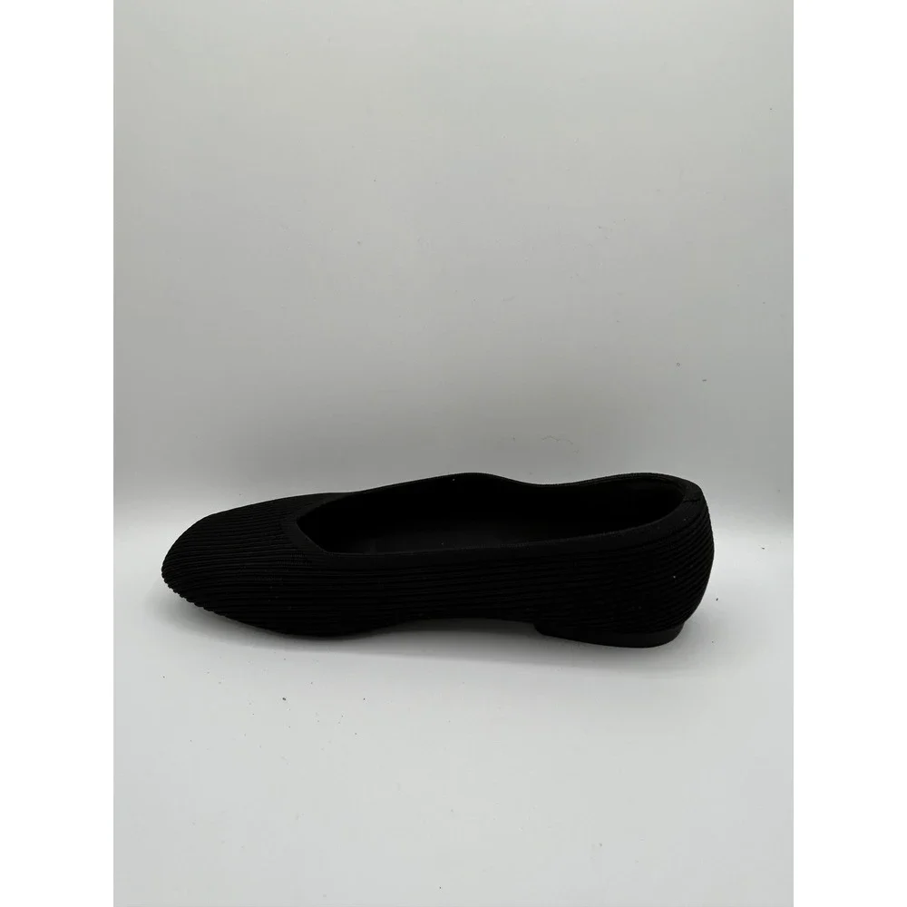 VIVAIA Margot Black Ribbed Knit Square Toe V-Cut Ballet Flats Women EU 39 Shoes